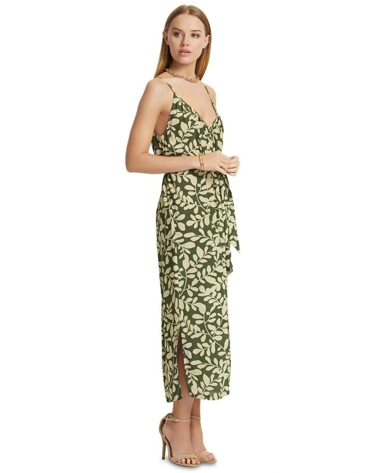 Kitty Vine Print Dress in Olive