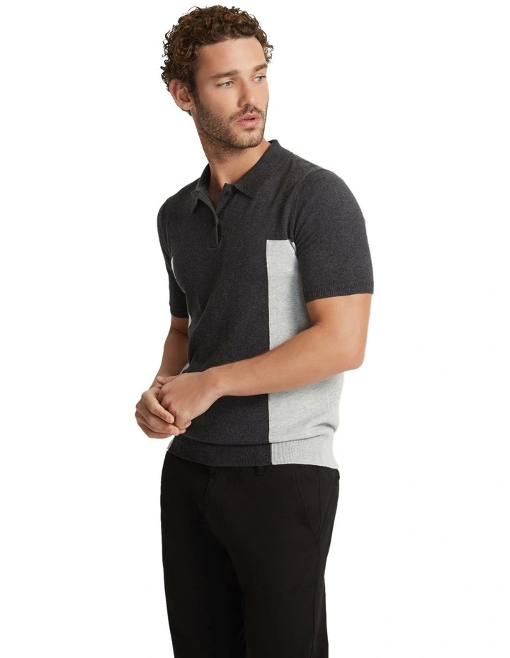 Arlo Knitted Polo in Charcoal
