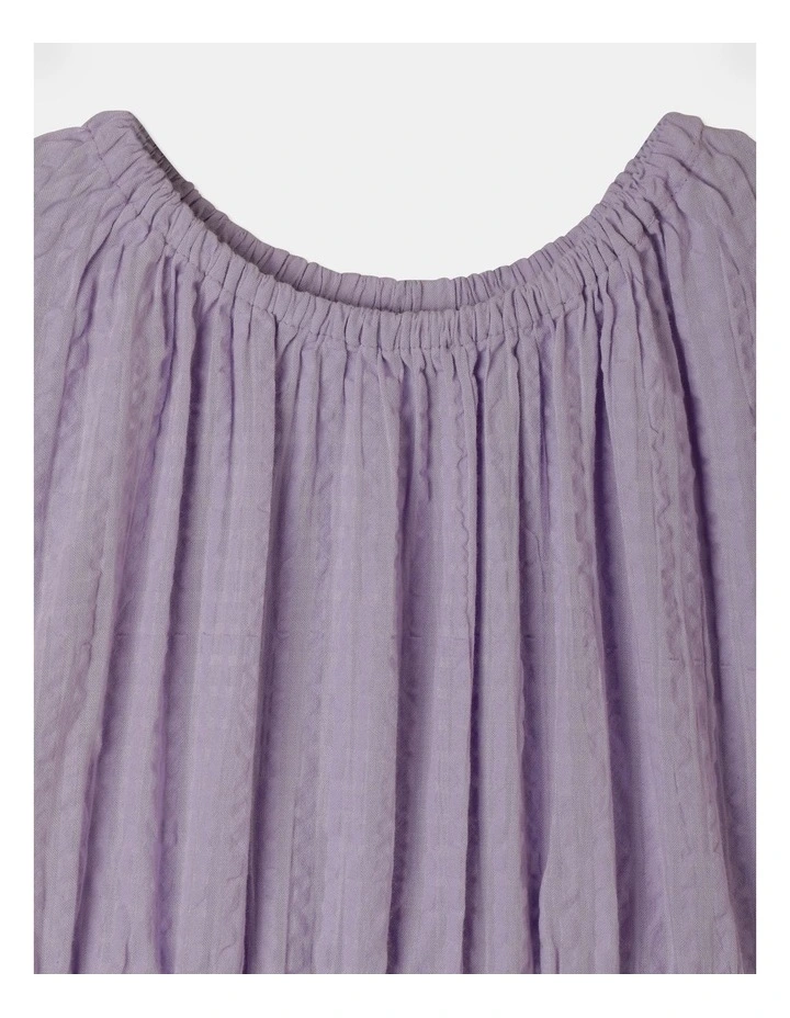 Woven Flounce Sleeve Dress In Lavender