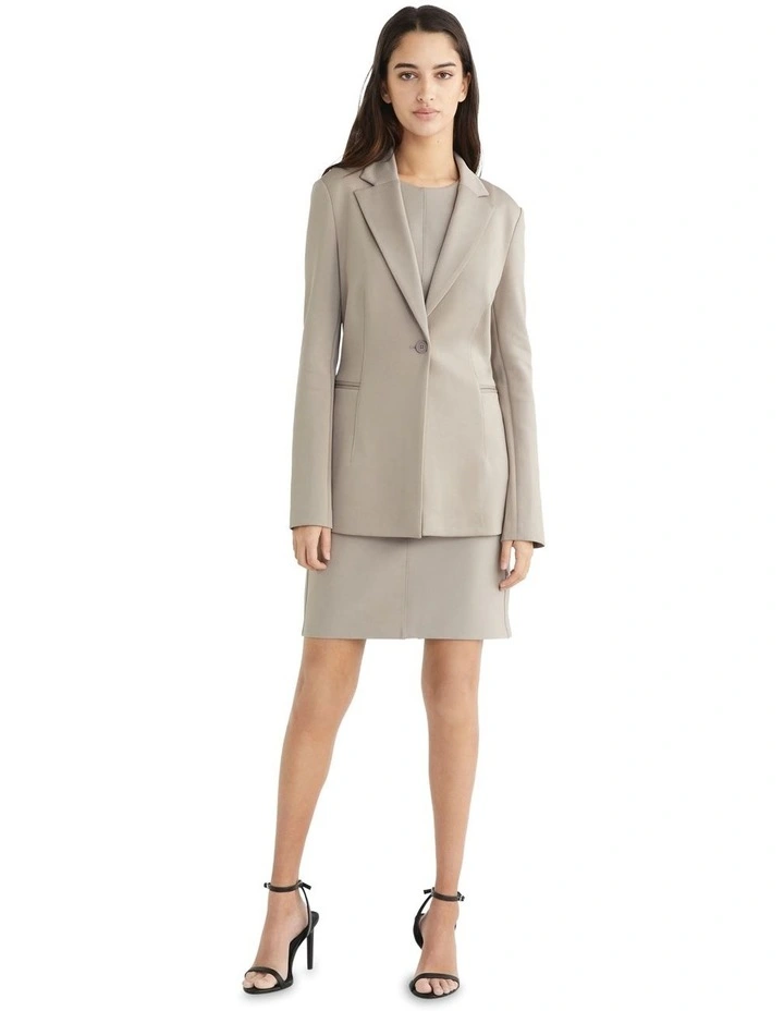 Technical Knit Long Blazer in Cinder