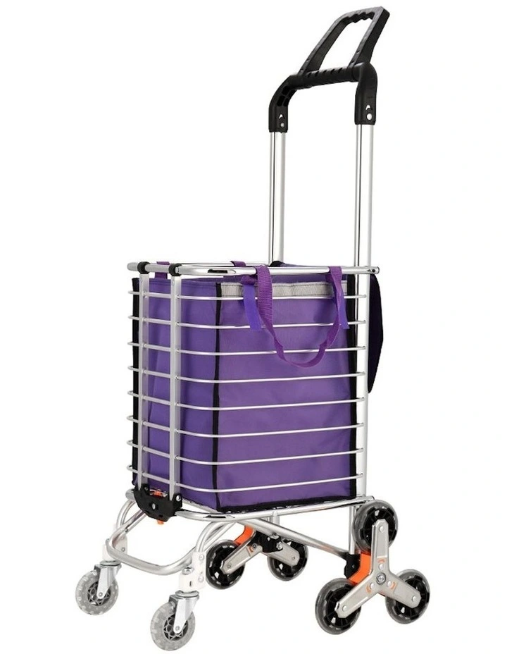 Foldable Shopping Cart Trolley 35L in Purple/Silver