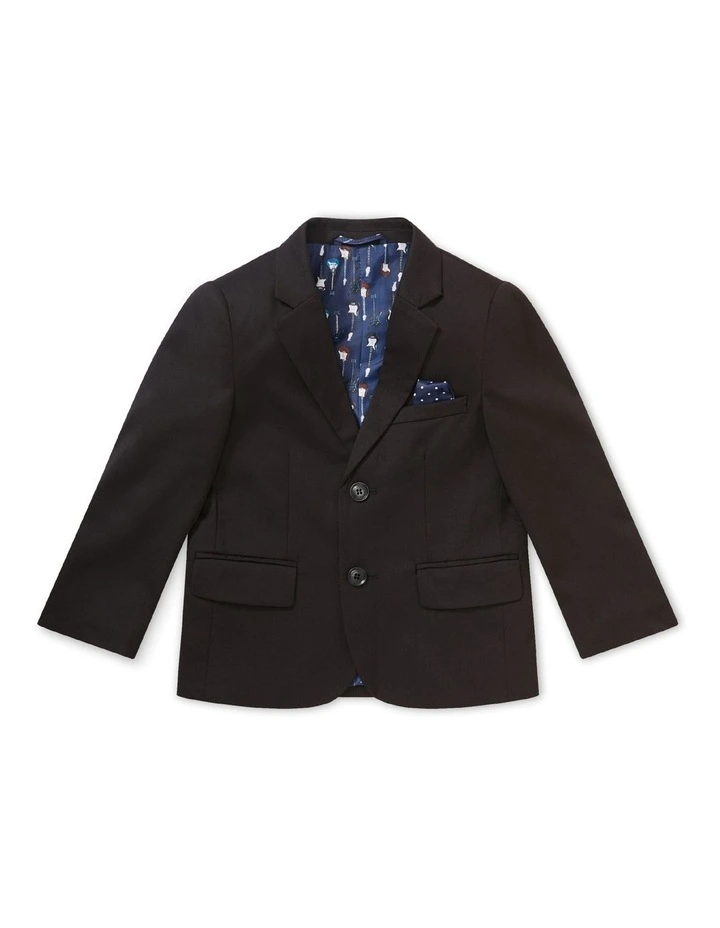 Junior Fit Plain Stretch Twill Suit Jacket in Black