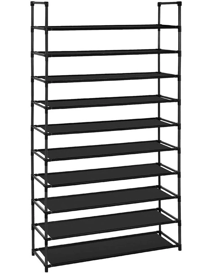 10 Tier Shoe Storage Rack Organizer with Handle in Black