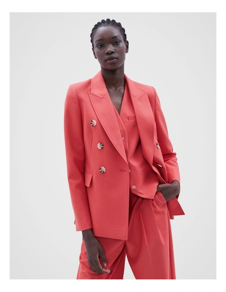 Double Breasted Blazer in Hibiscus Red