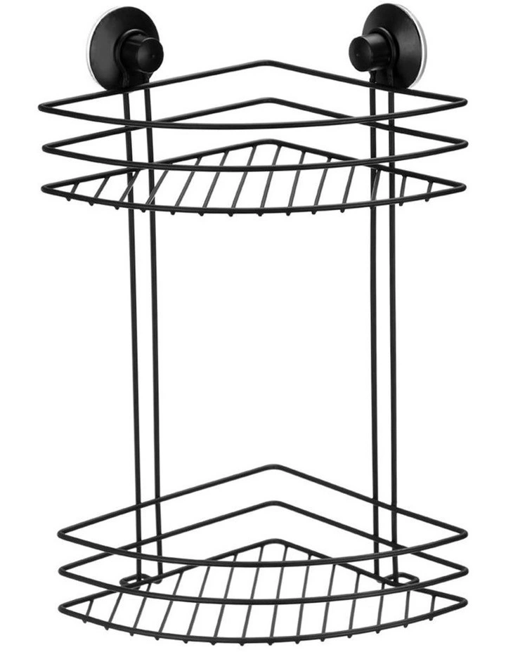 2 Tier Bathroom Wall Suction Rack Shower Caddy Shelf Organiser Holder