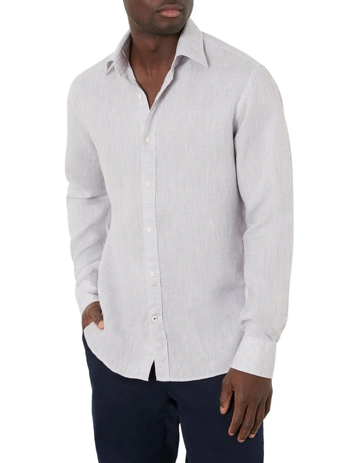 Bradfield Linen Shirt in Silver Grey