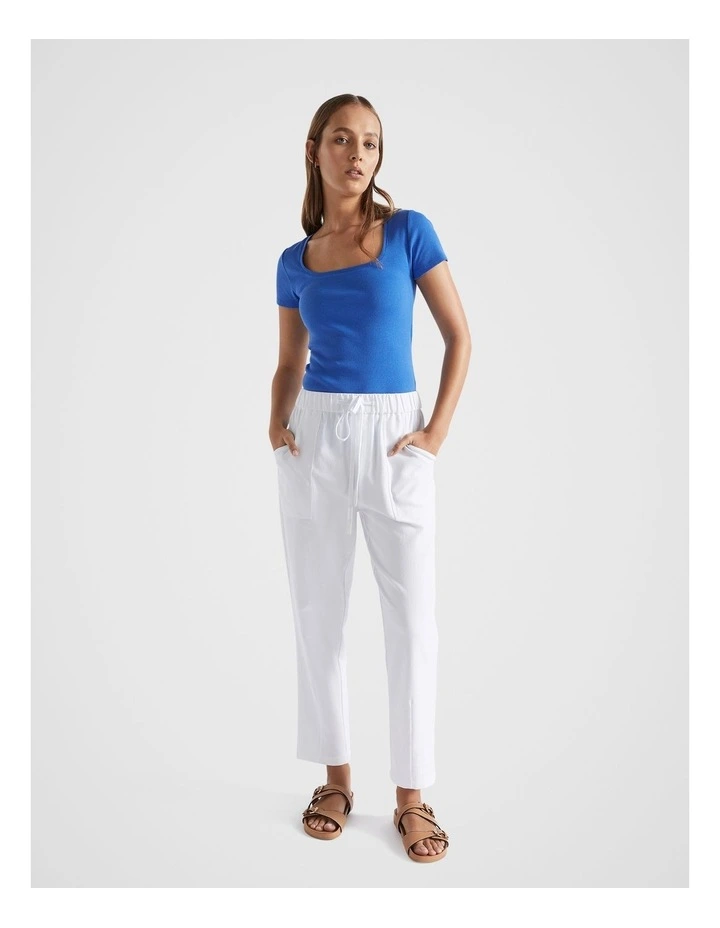 Square Neck Rib Tee in Deep Ocean