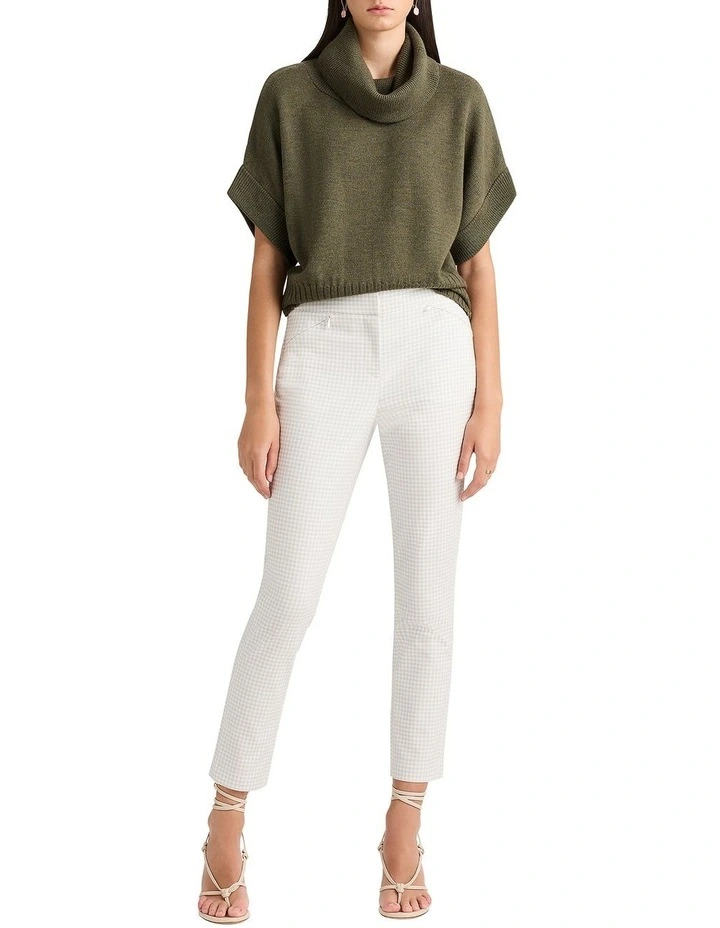 Sarah Gingham Cotton Pant in Grey/White