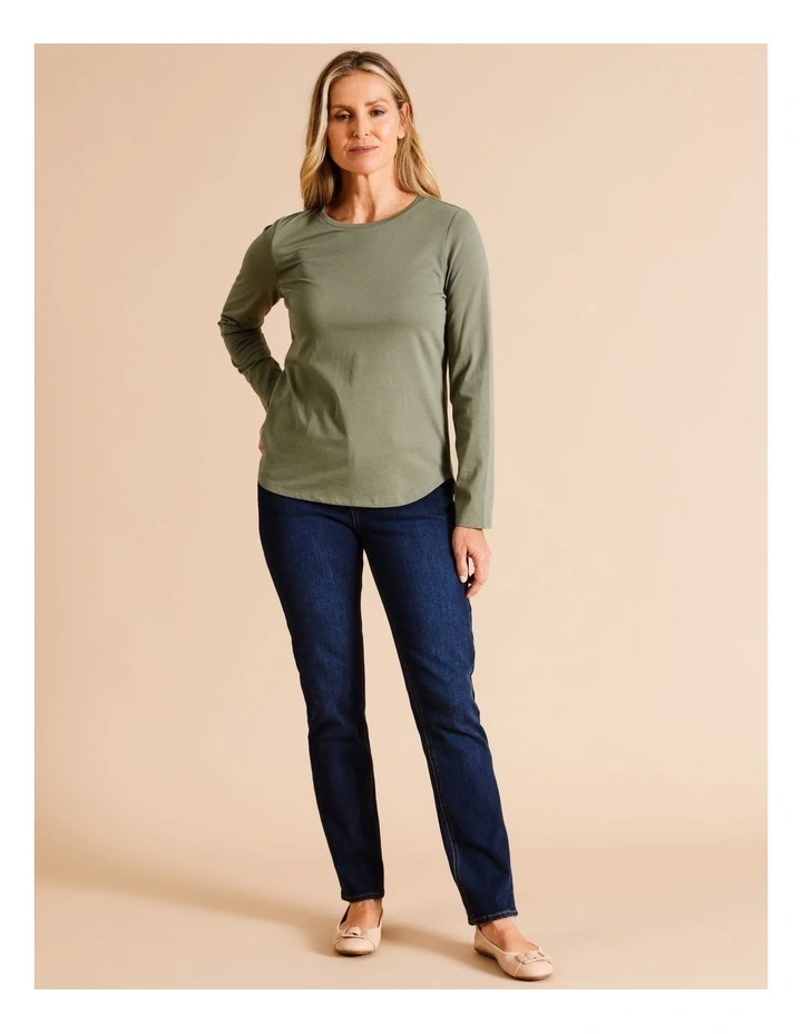 Organic Cotton Wardrobe Staple Long Sleeve Tee In Khaki