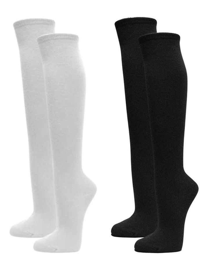 2 Pairs Ladies Knee Socks in Black