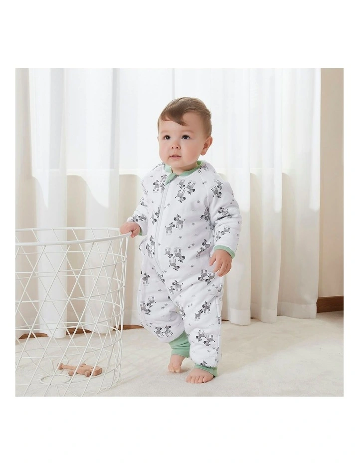Lined Footless Padded Blanket Sleeper in Zebra