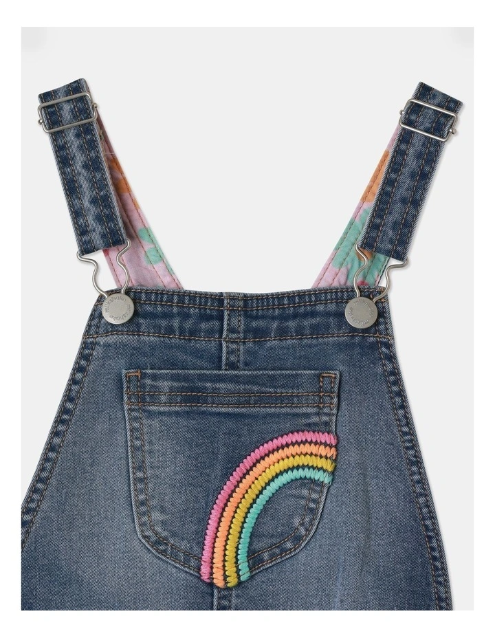 Full Length Dungaree with Rainbow Embroidery (3-8 Years) in Denim