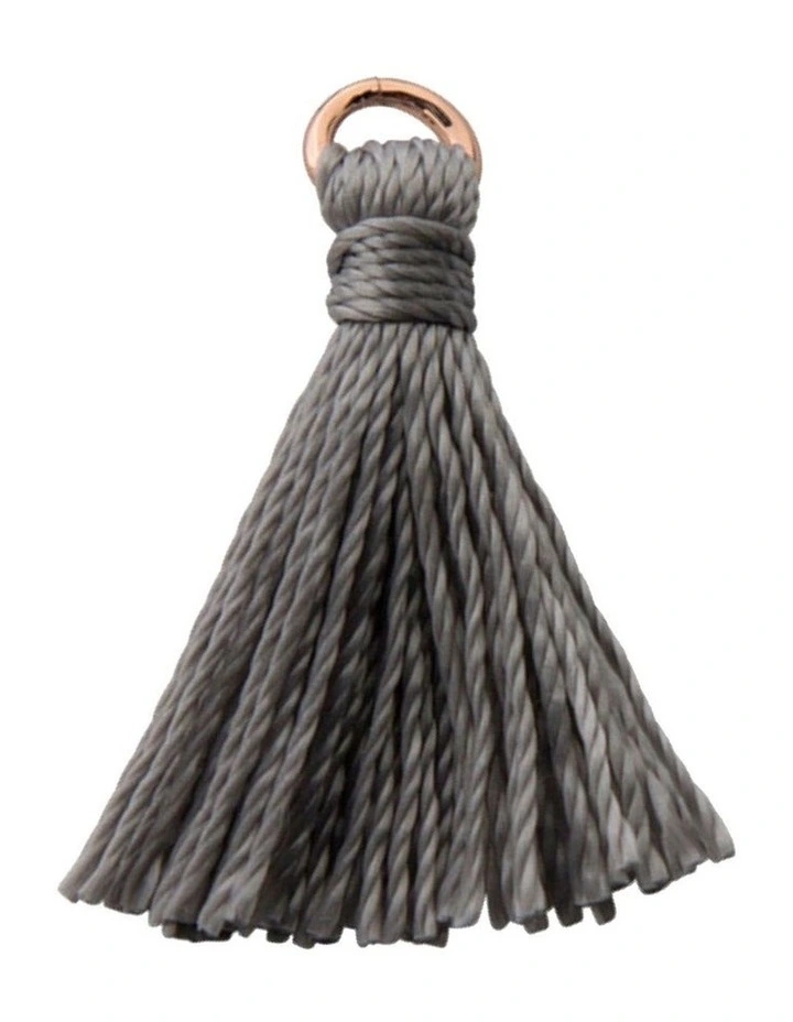 Isadora Aurelia Smoke Tassel Charm in Rose Gold