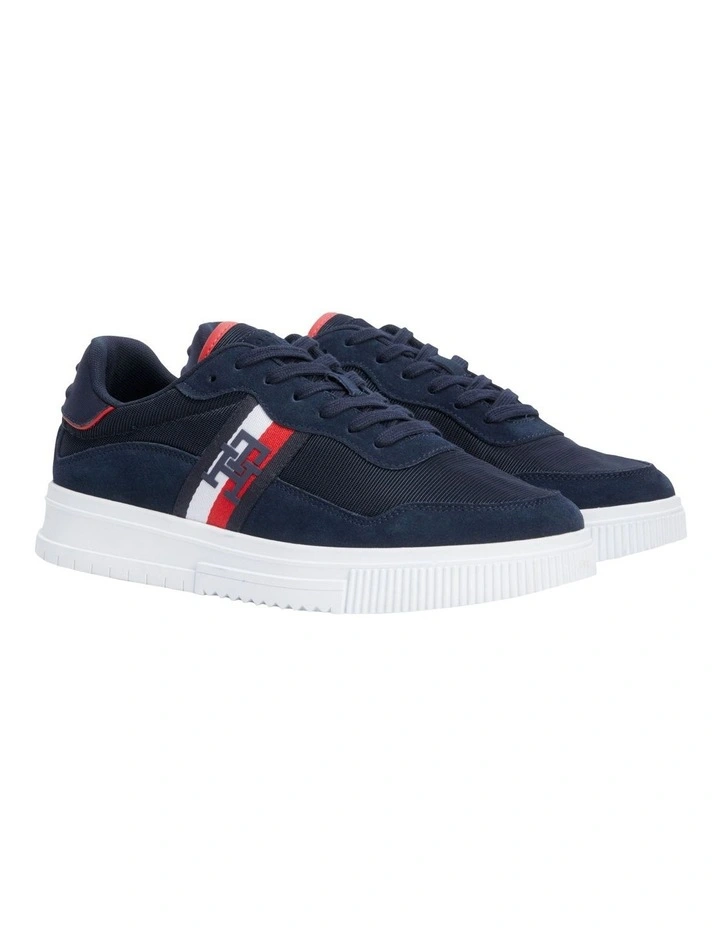Suede Cupsole Lace-Up Trainers in Blue