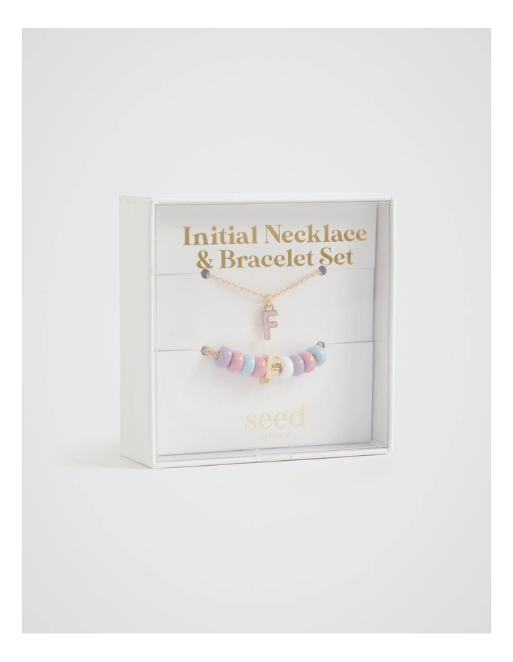 Initial Necklace and Bracelet Set in F