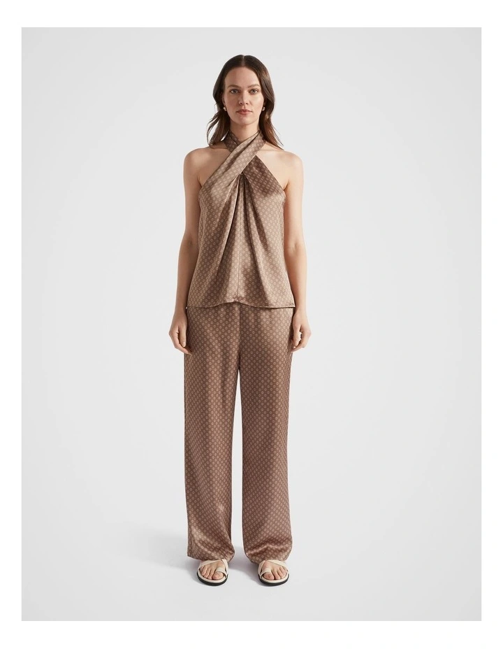 Scarf Print Pant in Brown