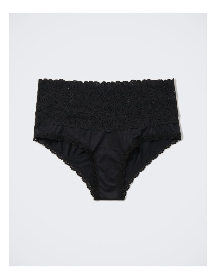 Sunnie Wide Lace Cheeky Underwear in True Black