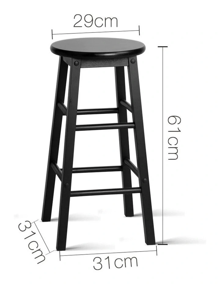 Set Of 2 Beech Wood Backless Bar Stools
