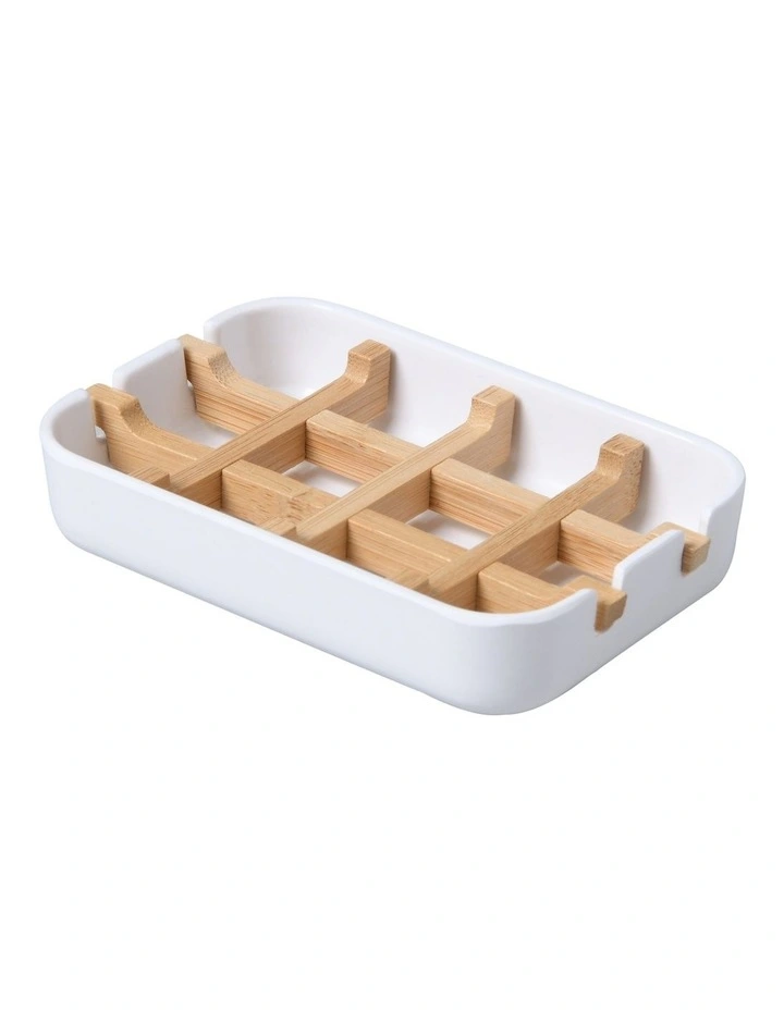 Takae Bamboo Soap Dish in White