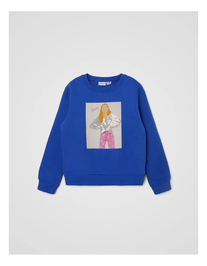 Nacute Long Sleeve Printed Top in Dazzling Blue