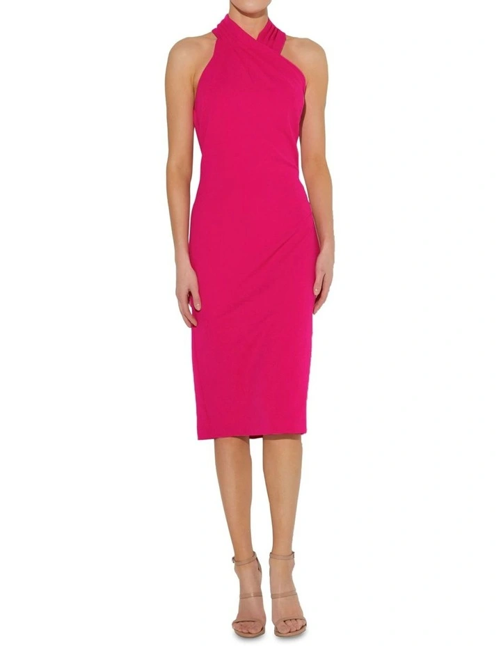 Halo Halter Dress in Hot Pink