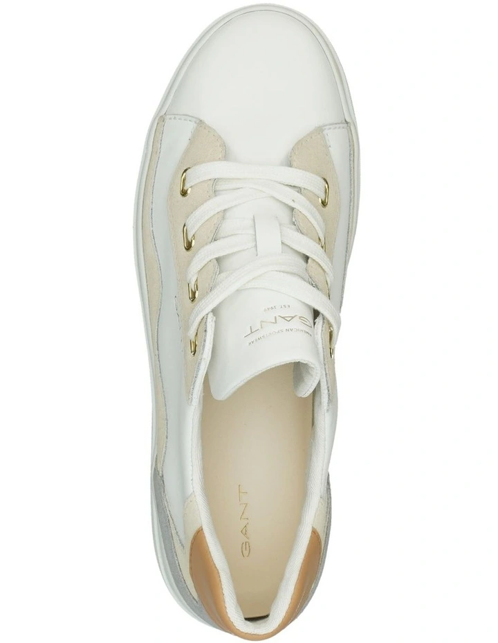 Avona Leather Sneaker in Beige/White