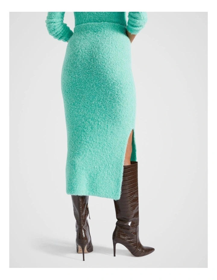 Boucle Knit Midi Skirt in Opal Marle
