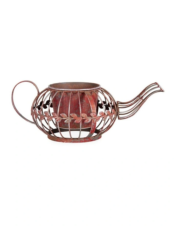 Antique Red Teapot Planter in Multi