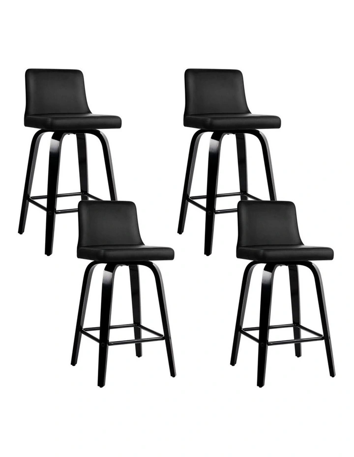 Bar Stools x4 Swivel Stool Kitchen Chairs in Black