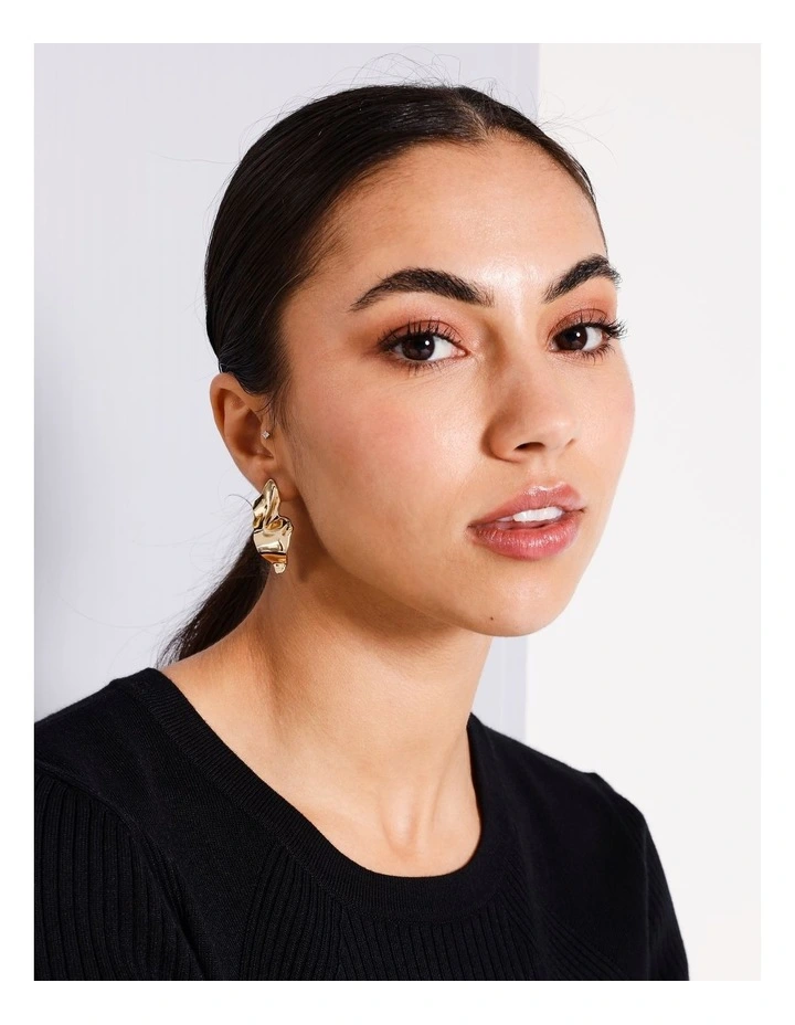 Statement Flower Mirrored Earring in Gold