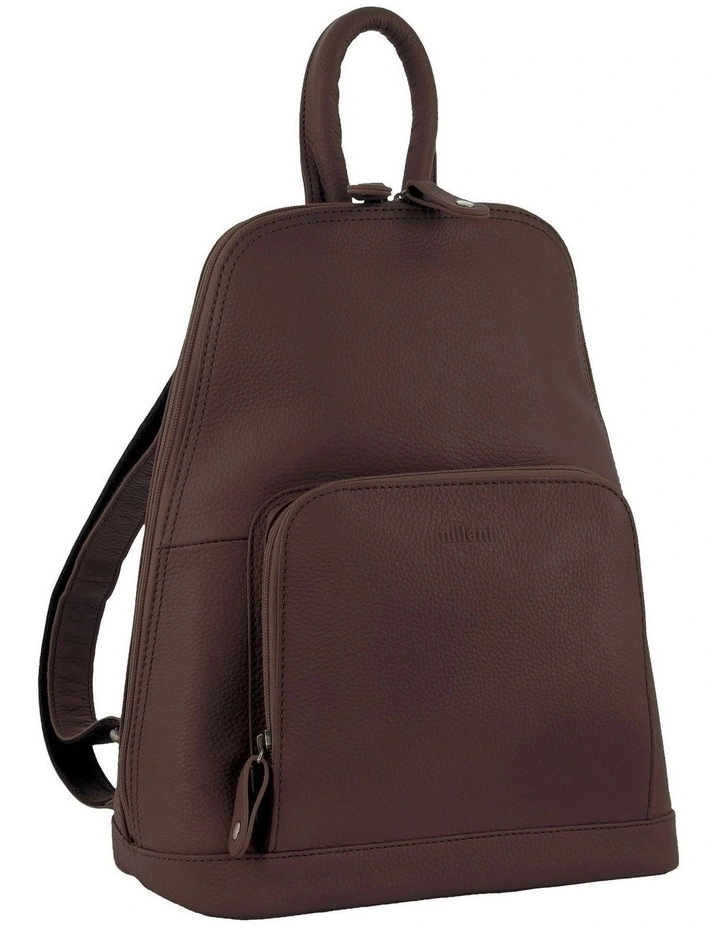 Leather Twin Zip Backpack in Chestnut