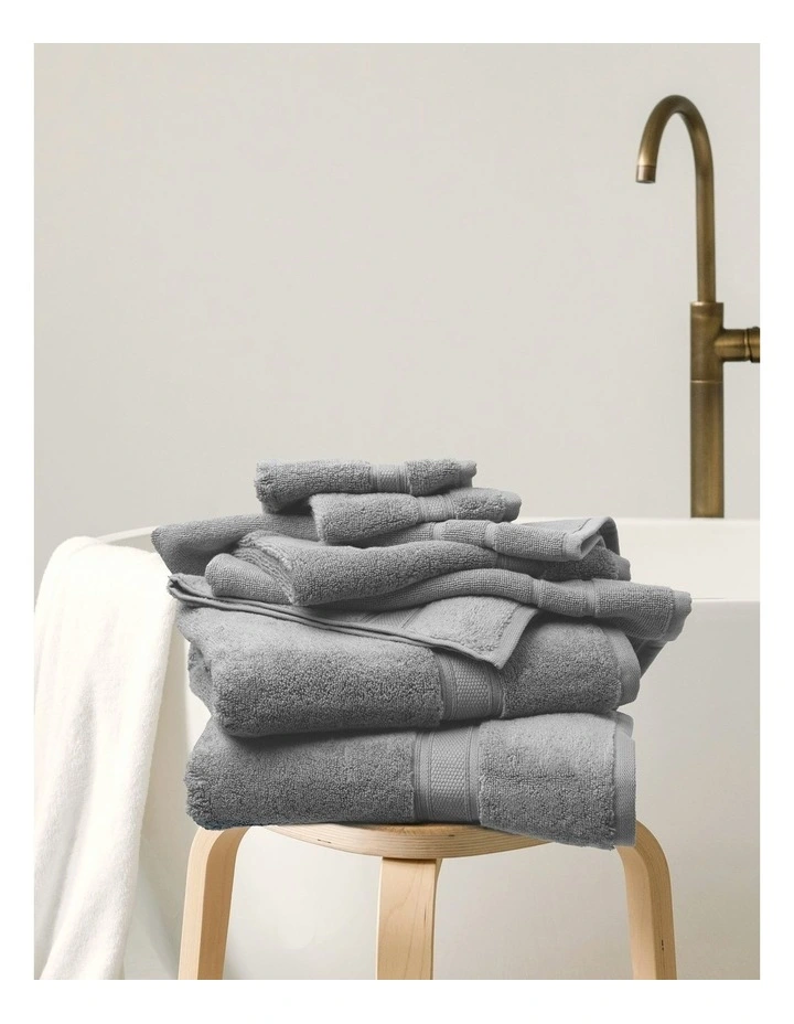 Zero Twist Luxury Plush Towel Set 8 Piece in Light Grey
