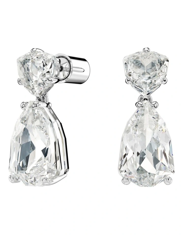 Mesmera Drop Earrings Mixed Cuts Rhodium Plated in White