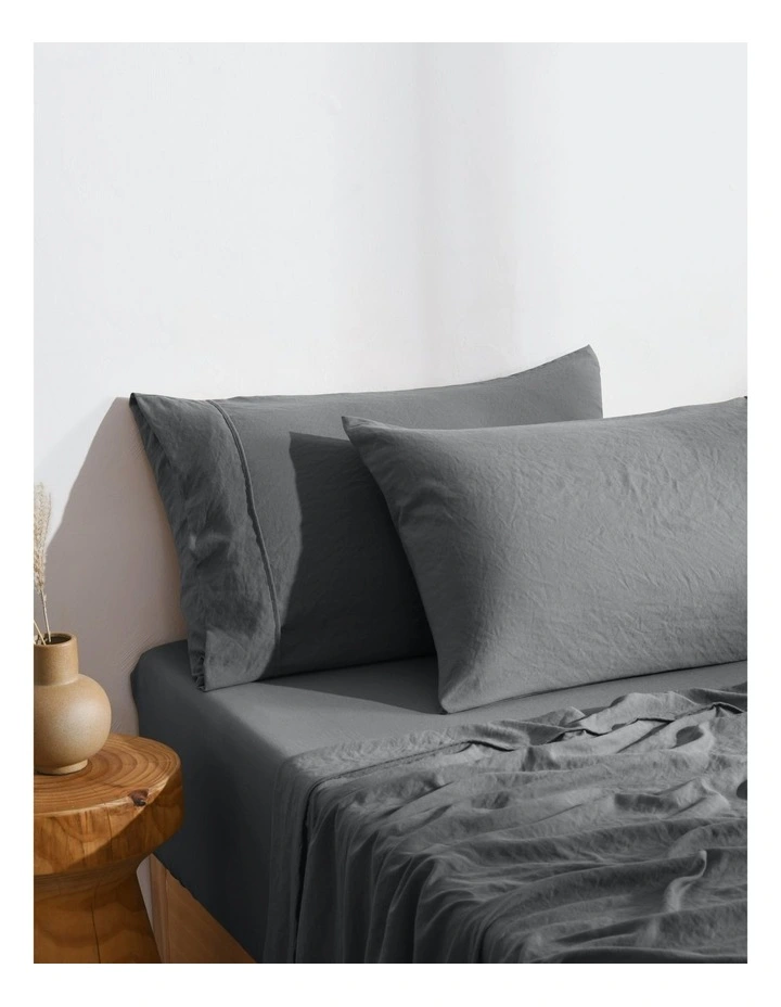 Superfine Washed Microfibre Standard Pillowcase Twin Pack in Charcoal