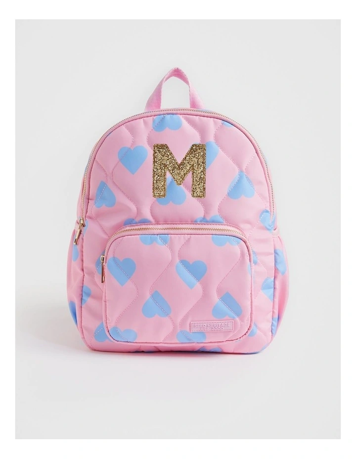 Quilted Initial "M" Backpack in Pink