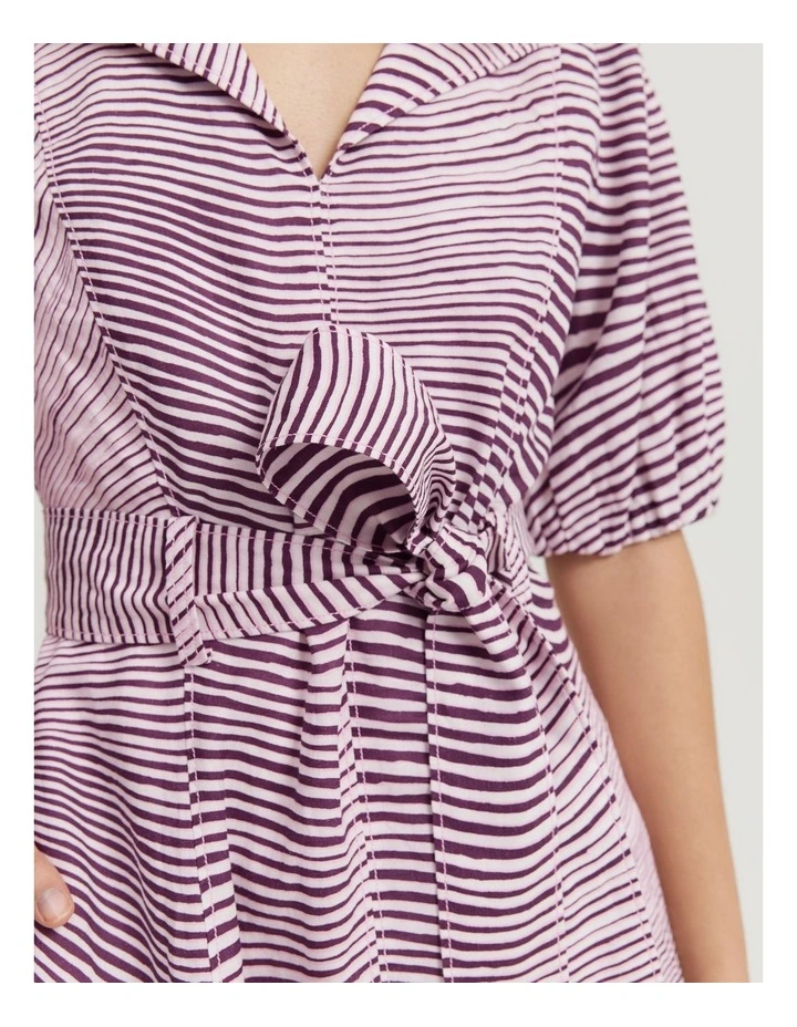 Print Panelled Mini Dress in Ripple Print