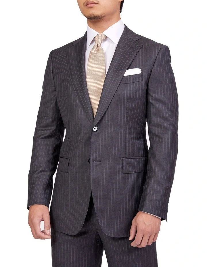 Dun Full Canvas Stripe Suit CHARCOAL REG