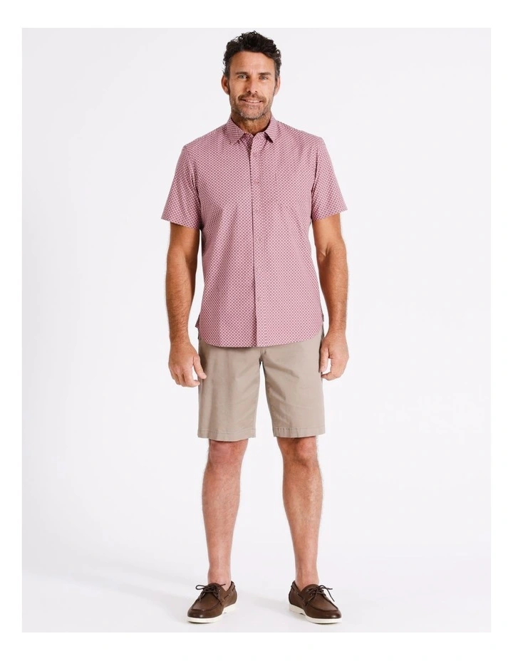 Duke Short Sleeve Print Shirt in Pink