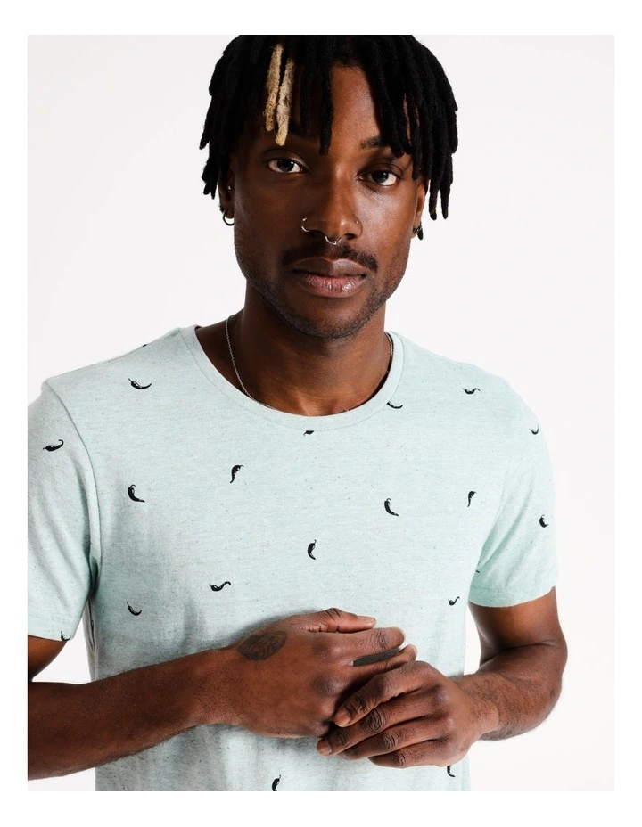 Hot Stuff Convo Print Short Sleeve Tee in Green