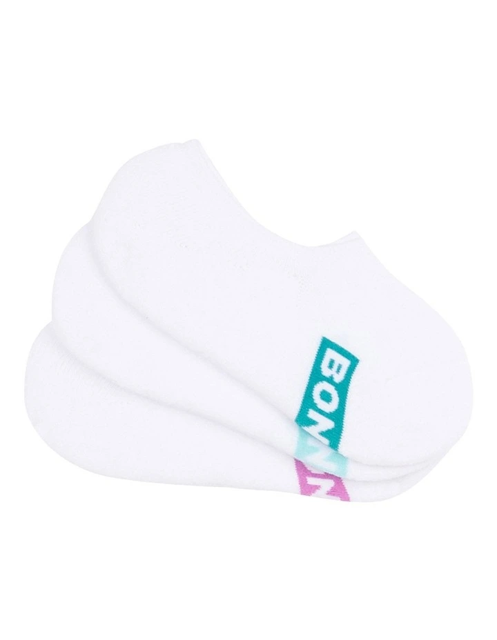 Womens Logo Cushioned Sneaker Socks 3 Pack in White Pack_11K
