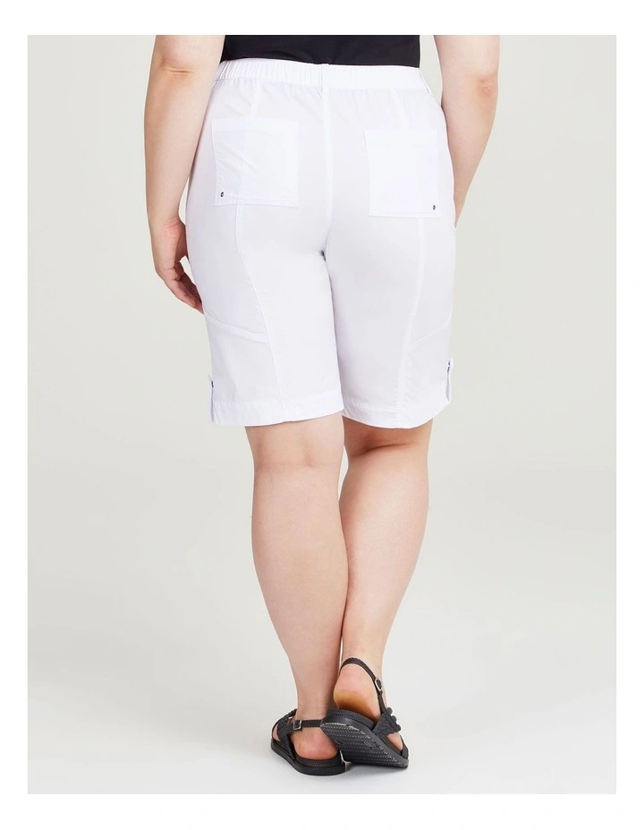 Zip Pocket Cargo Shorts in White