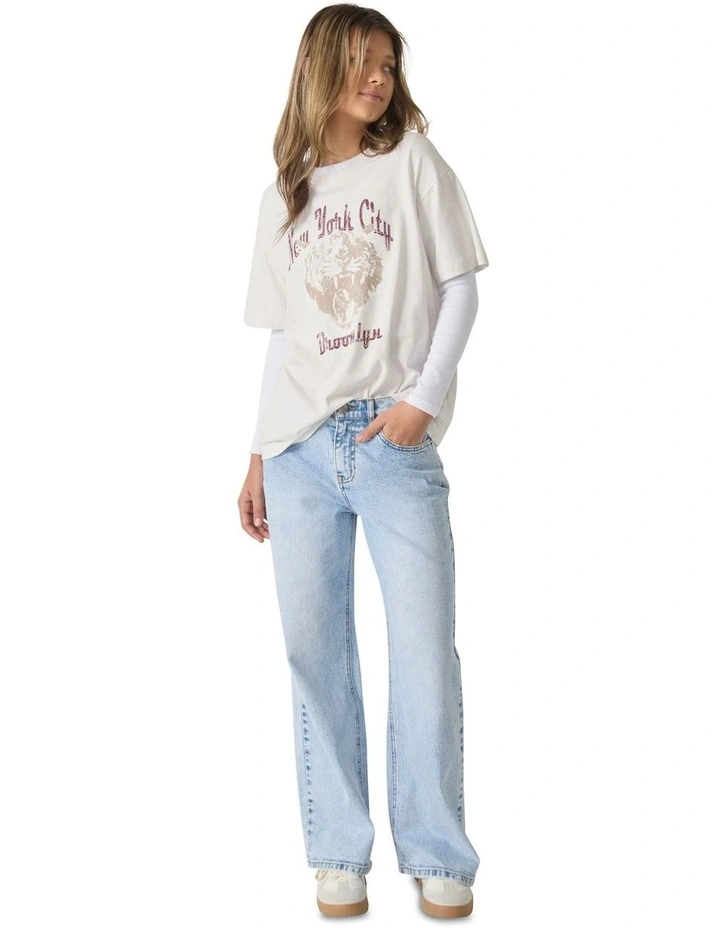 Tiger Oversized Band Tee in Grey