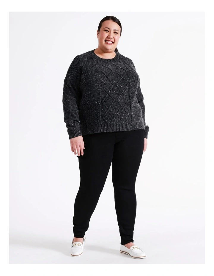 Recycled Cotton Blend Wardrobe Staple Jegging Full Leg Denim in Black