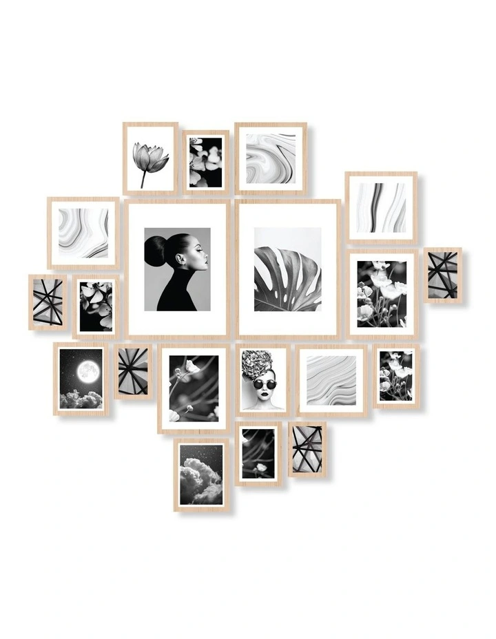 Instant Gallery Wall 20 Piece Frame Set in Oak