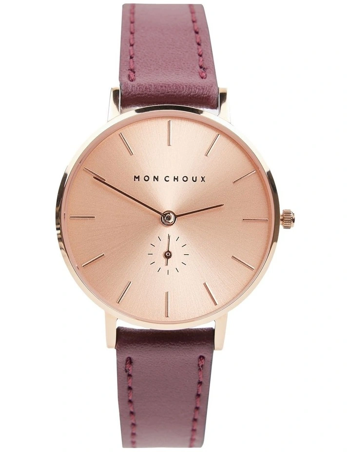 Lille Burgundy Grape Vegan Leather Watch 32mm in Rose Gold