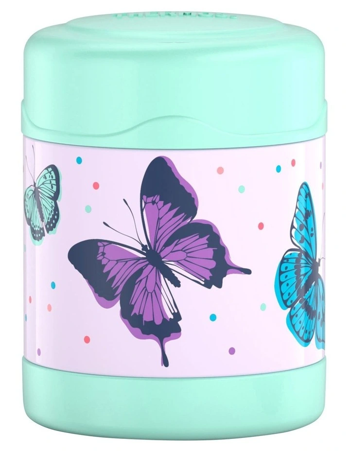 Vacuum Insulated Butterfly Frenzy Food Jar 290ml in Teal