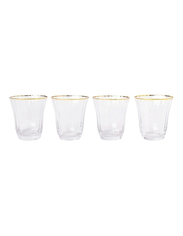Gabrielle Tumbler Set of 4 Gold Rib in Clear