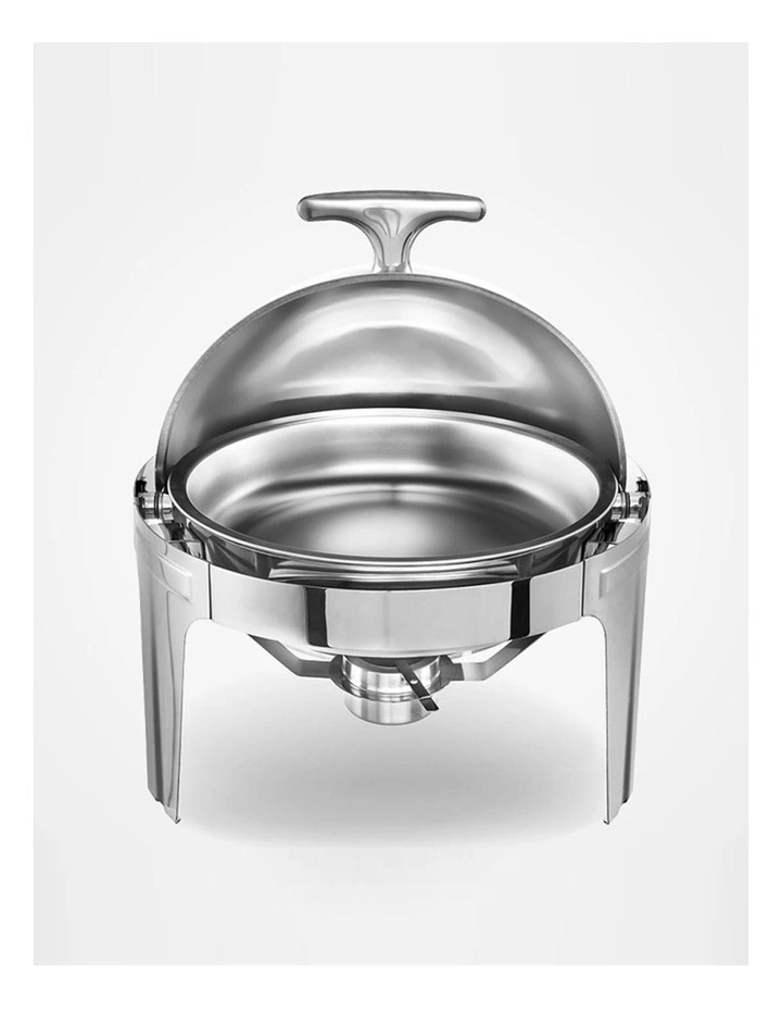 Stainless Steel Catering Dish Round Roll Top 6L in Silver