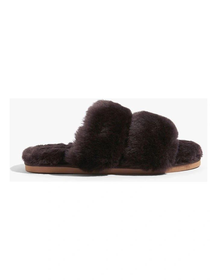 Australian Made Shearling Double Slide in Chocolate