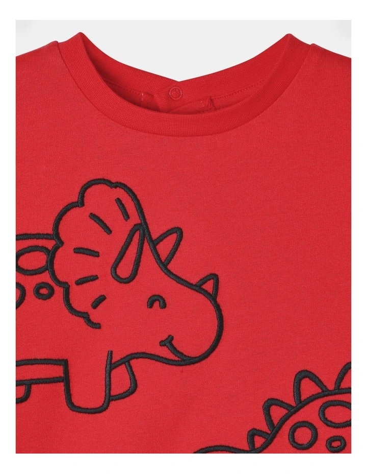 Colour Block Tee in Red Patent